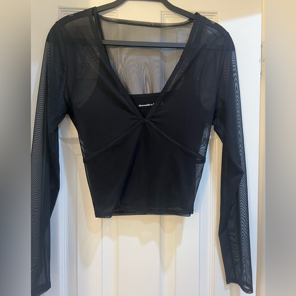 Abercrombie Black Long Sleeve Mesh Top